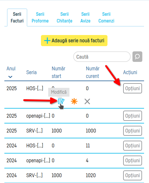 Cum setezi o serie de facturi să transmită e-Factura - pasul 3